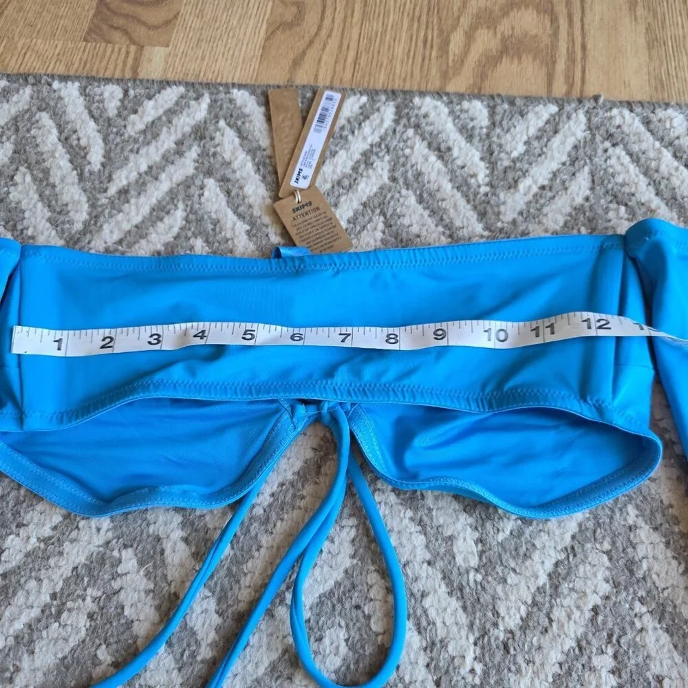 SKIMS Swim Long Sleeve Bikini Top Turquoise Size Small NWT
